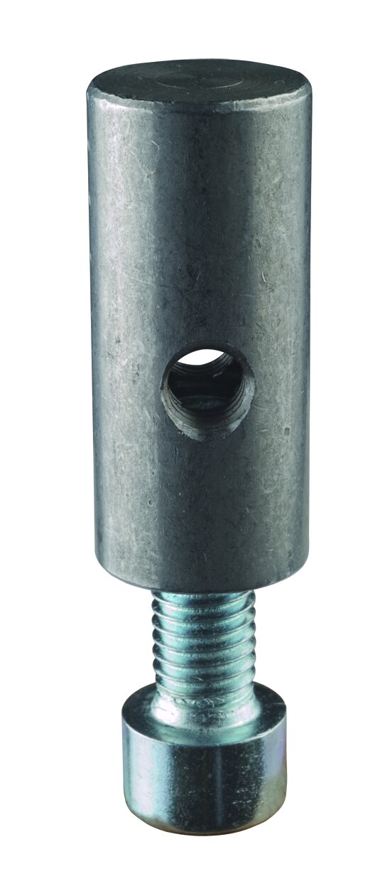 Stahlzapfen für Rundrohre - mit Schraube und Federring Stahlzapfen für Rundrohre - mit Schraube und Federring